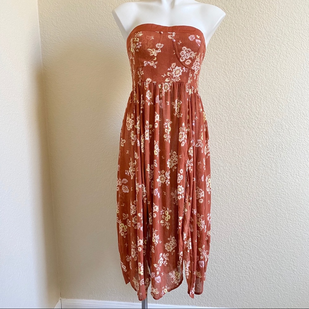NEW Free People Floral Strapless Dress in Sz L
